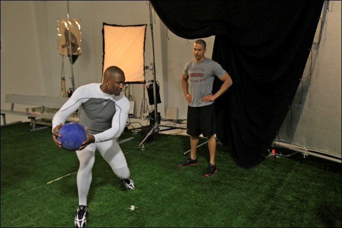 Coaching an athlete on set